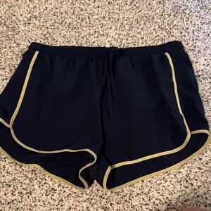 Aerie Navy Athletic Shorts with light green Accents
